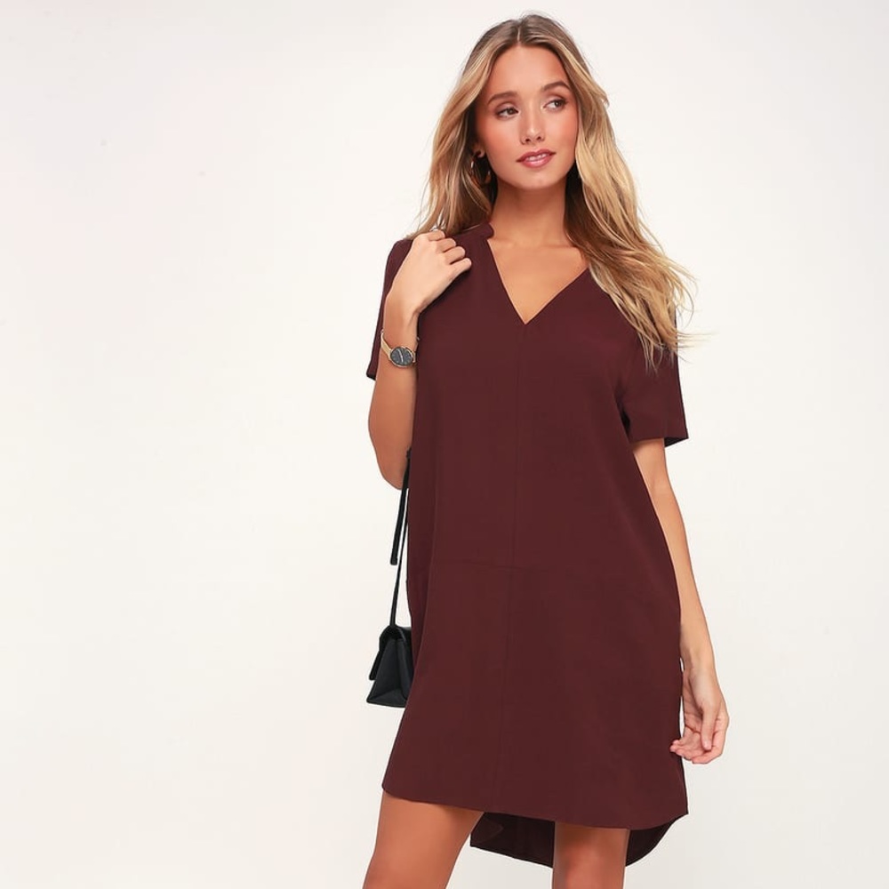 Lulus siesta plum burgundy shift